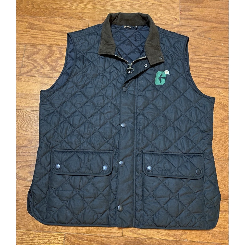 Barbour Lowerdale Gilet Quilted Full Zip Insulated Vest Large Black UNCC 49ers